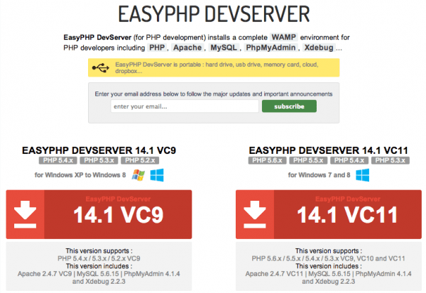 EasyPHP webszerver letöltése otthoni webszerverhez