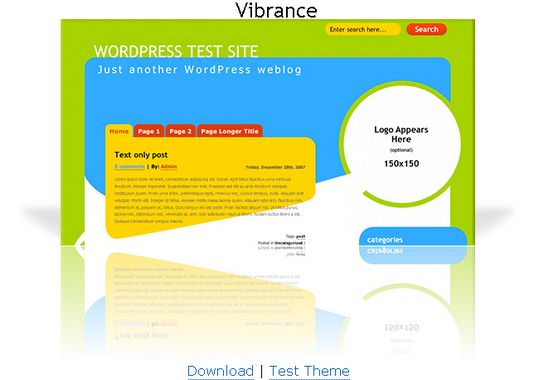 vibrance nevű ingyenes wordpress theme