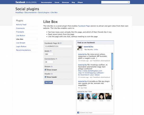 Facebook - Like Box