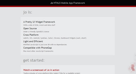 HTML5 framework mobilhoz