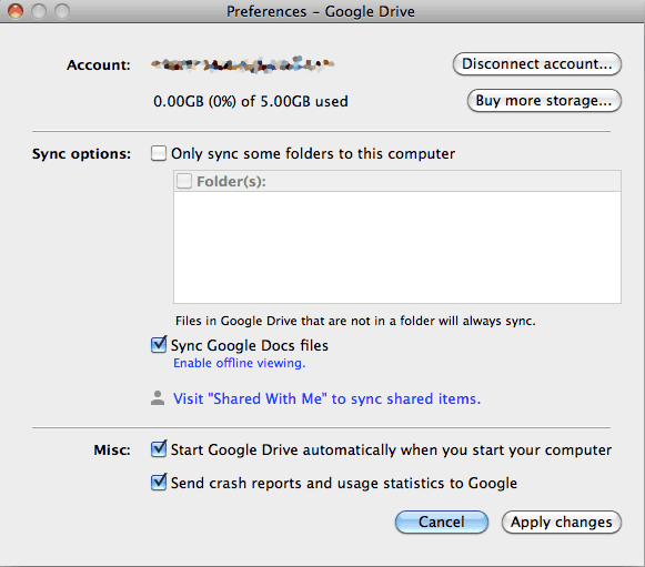 Google drive beállítások