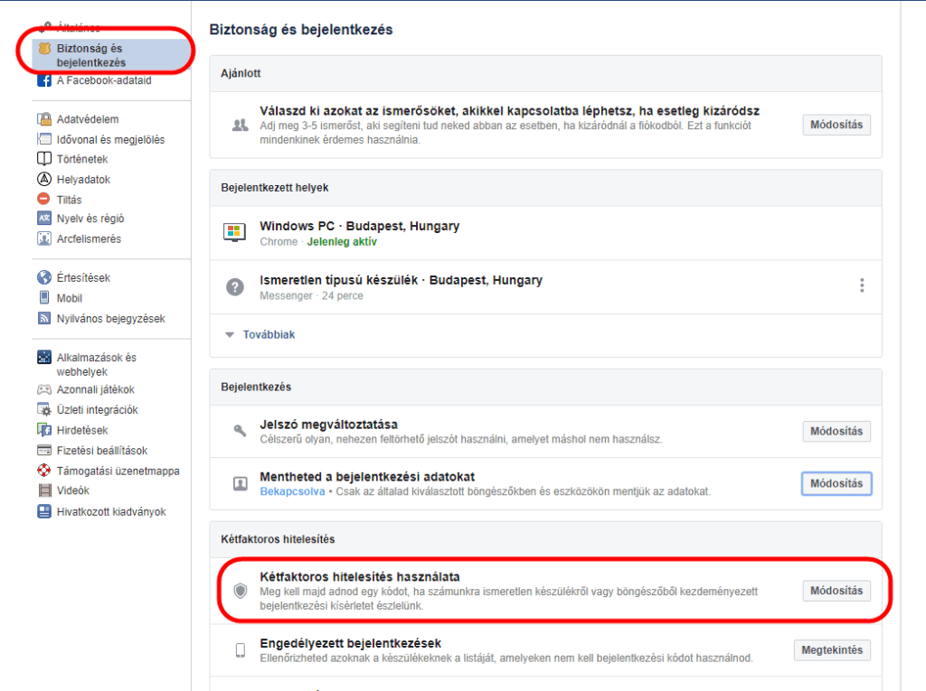 Facebook kétfaktoros hitelesítés