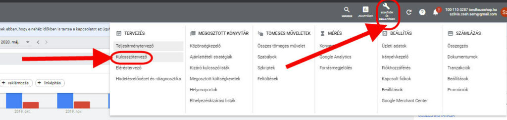 Google kulcsszó kereső - Keyword planner
