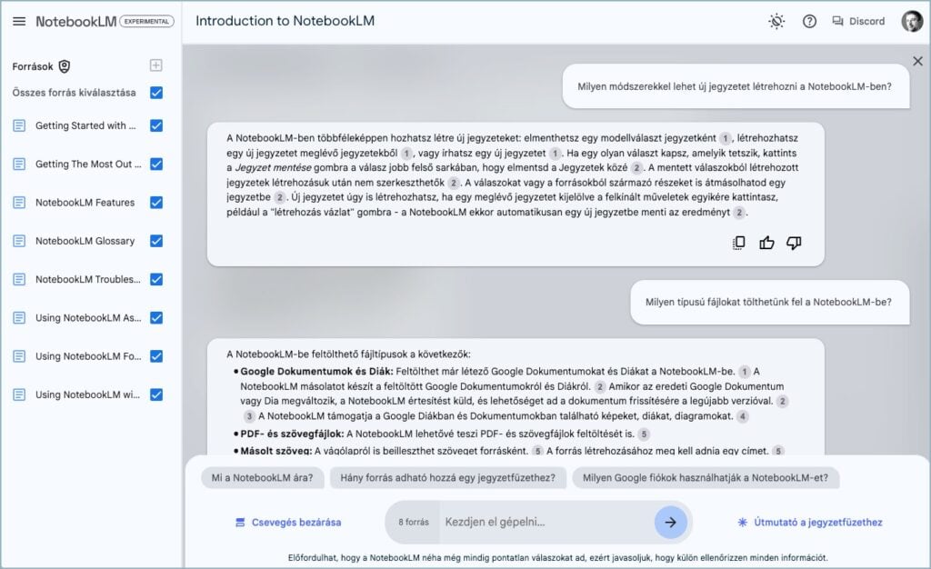NotebookLM - chat