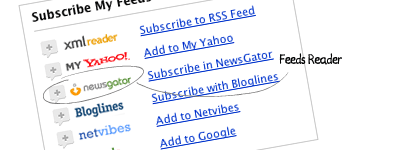 CSS menü feed reader ikonokkal