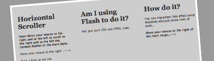CSS és Mootools segítségével szimulált horizontális navigáció