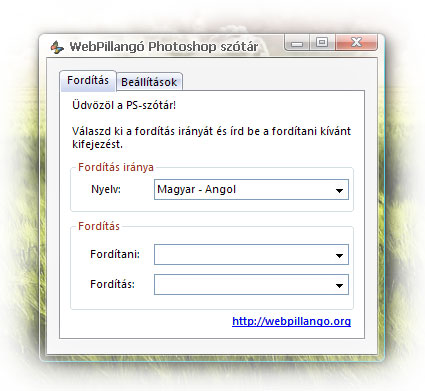 webpillangó photoshop szótár