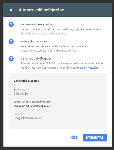 Google Ads fiók létrehozás