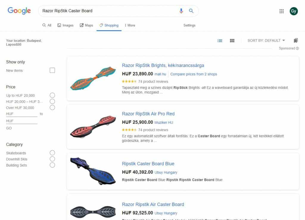 Google Shopping 100 - hol és mennyiért kapható meg a termék