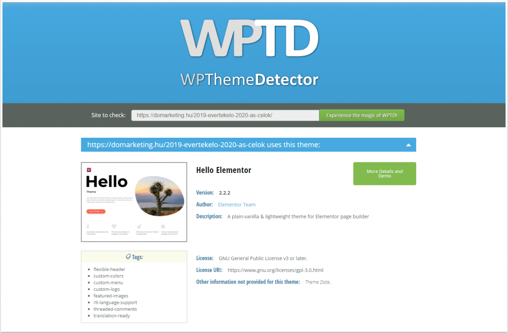 WPTD (WPThemeDecector)