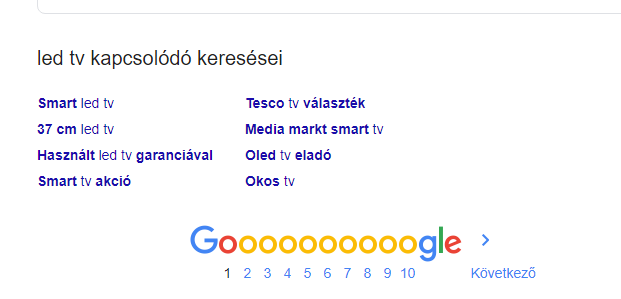 Google Related Search=kapcsolódó keresések