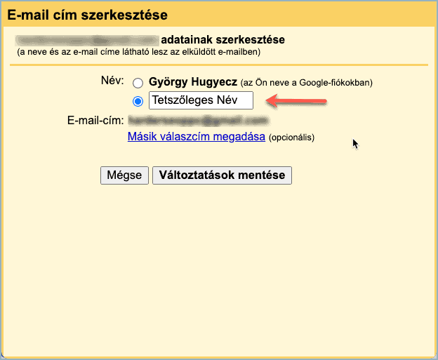 gmail email cím szerkesztése