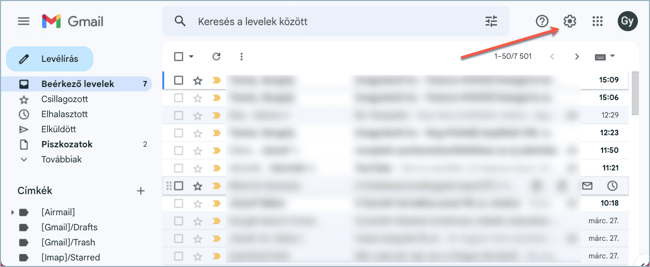 gmail beállítások