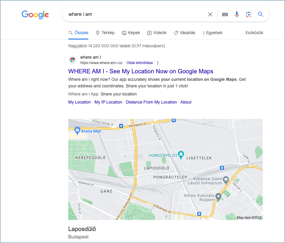 Hol vagyok a Google szerint?