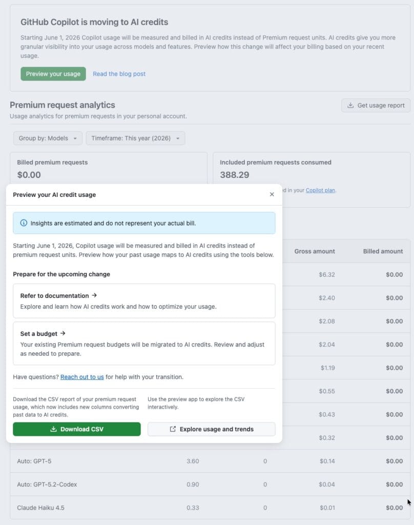 Github Copilot token alapú elszámolásra áll át